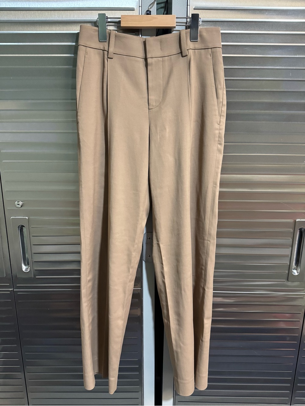 Vince Pleated Tailored High-Rise Wide Leg Pants in Beige
